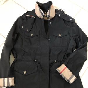 BURBERRY JACKET, black, MED Hood Drawstring waist
